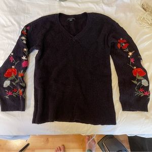 Sweater with floral sleeves